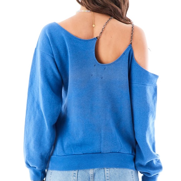 VINTAGE BUFFALO BILLS ONE SHOULDER DOUBLE CHAIN SWEATSHIRT - Picture 2 of 3